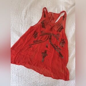 Sheer beaded Free People top